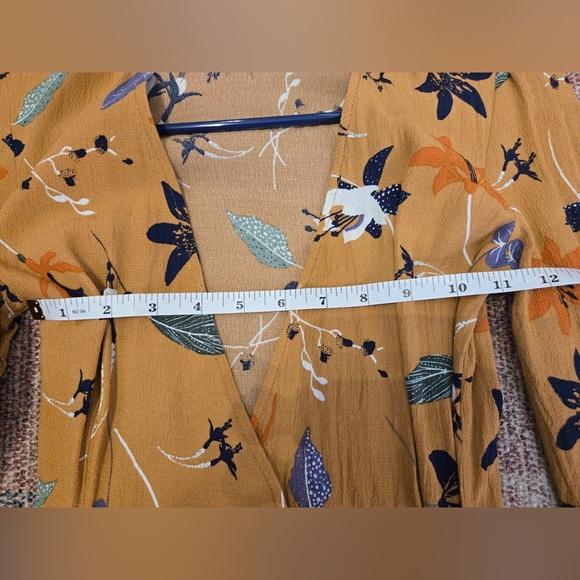 Urban Outfitters 'Audrey' orange floral tie waist midi wrap dress size xs p - Picture 5 of 10